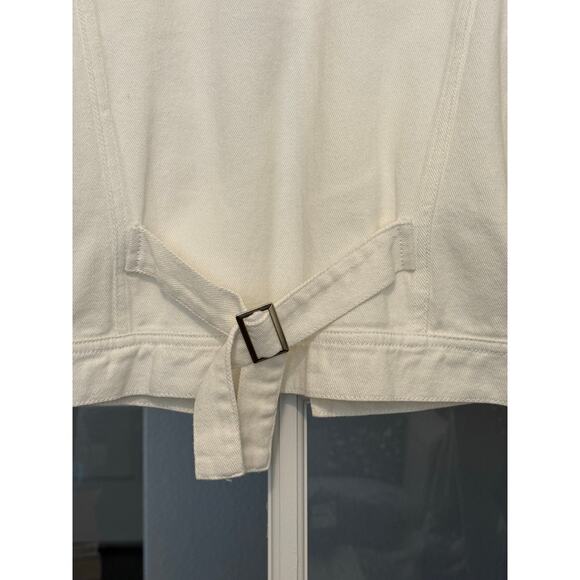 Savanna Jane white puff shoulder 3/4 sleeve denim jacket  small NWT - Picture 6 of 10